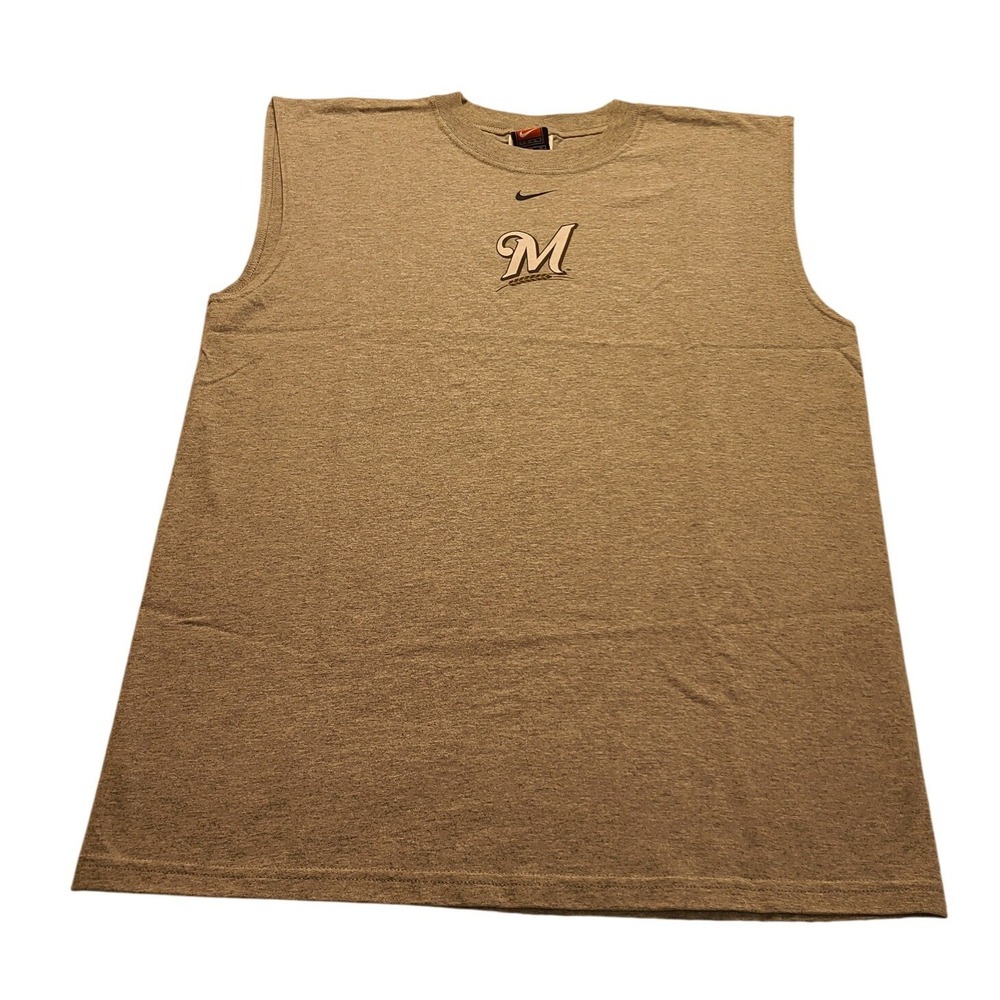Nike Team Milwaukee Brewers T-Shirt Men's Medium Gray MLB Baseball Cotton Tee